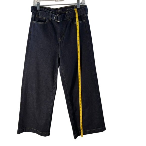 Banana Republic Premium Denim High-Rise Wide-Leg Crop Jeans 28 Dark Wash - Picture 7 of 11